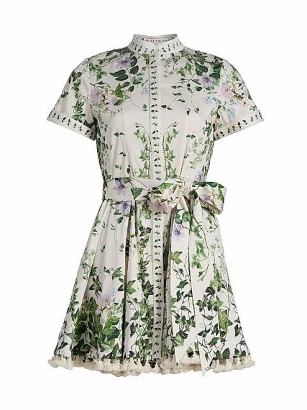 Alice + Olivia Lucy Tropical-Print Stretch-Cotton Mini Shirtdress